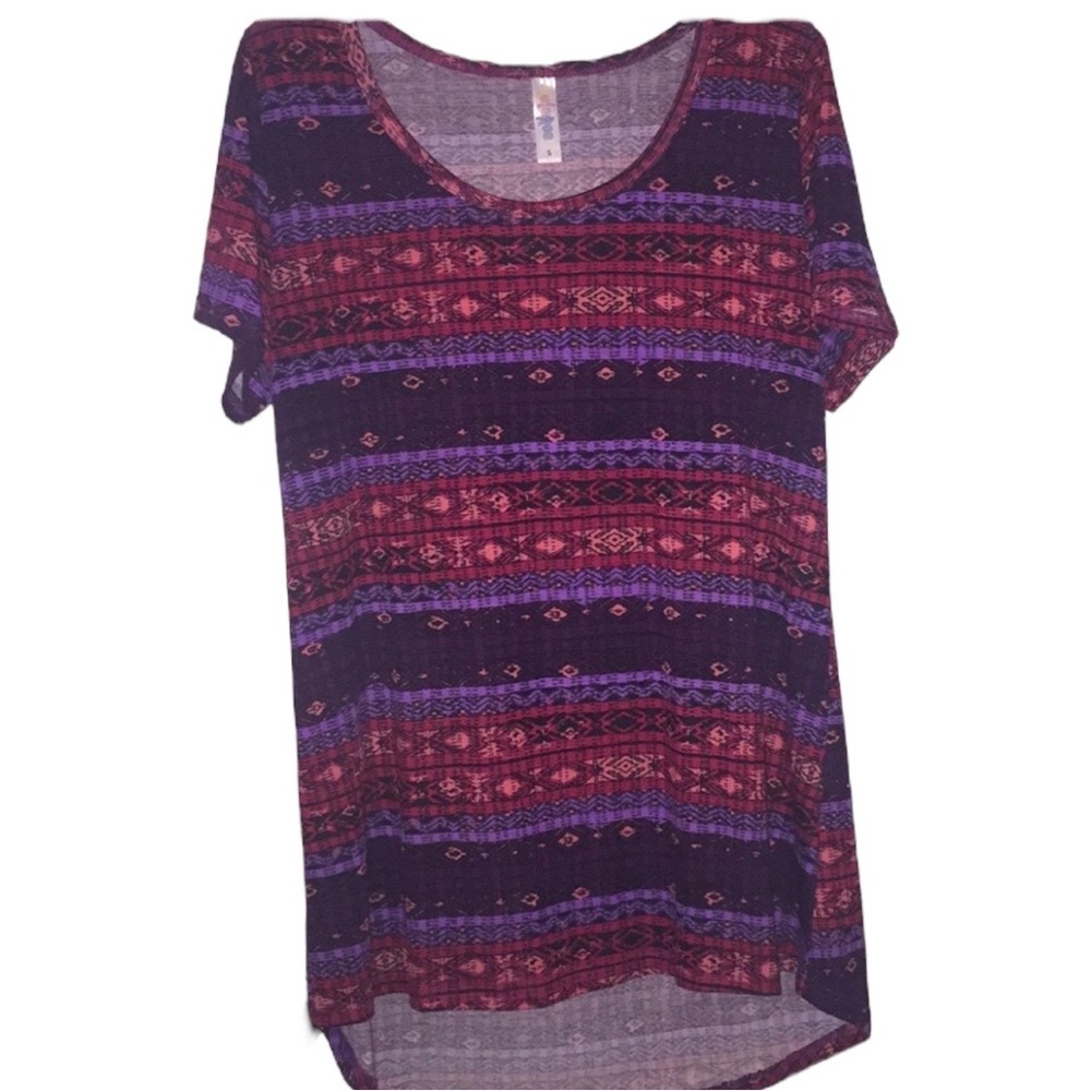 LulaRoe Classic Tee Purple & Red High - Low Top